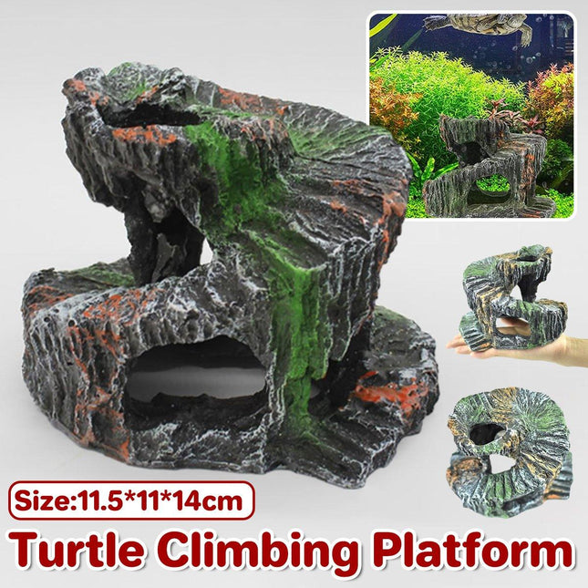 Spiral Turtle Platform Aquarium Ornament Landscape Decoration for Fish Tank