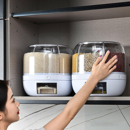 Rotating Cereal Dispenser Grain Storage Box Kitchen Food Container Rice Holder