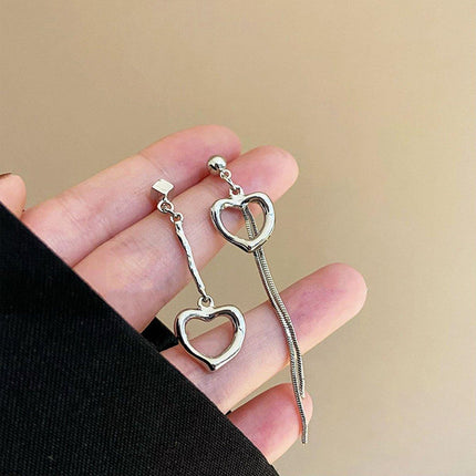 Asymmetrical Love Tassel Earrings Long Drop Dangle Jewelry for Women Fashion