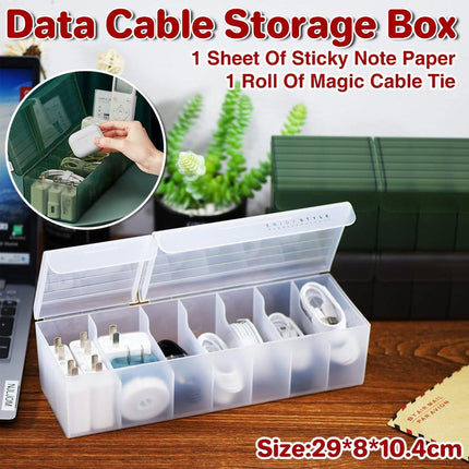 Data Cable Storage Box with Cover Organizer for Cables Chargers and Accessories