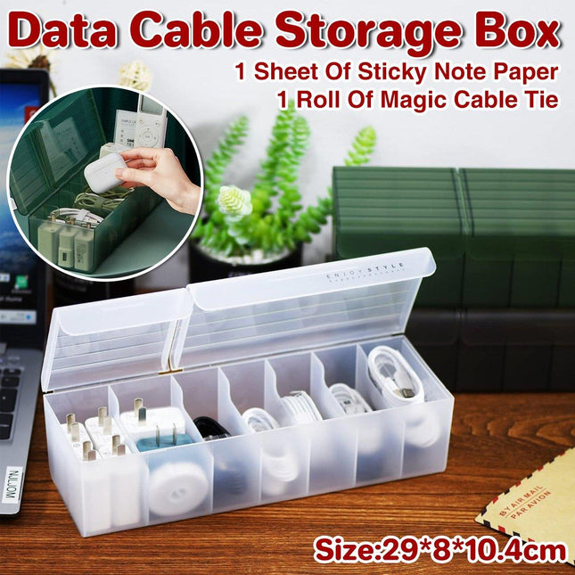 Data Cable Storage Box with Cover Organizer for Cables Chargers and Accessories