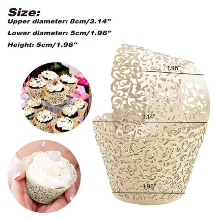 25x Laser Cut Cupcake Wrappers Filigree Case Wedding Baby Party Many Colour - Aimall
