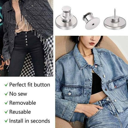 8X Button Pins For Jeans Pants No Sew Instant Adjustable Jean Button Replacement - Aimall