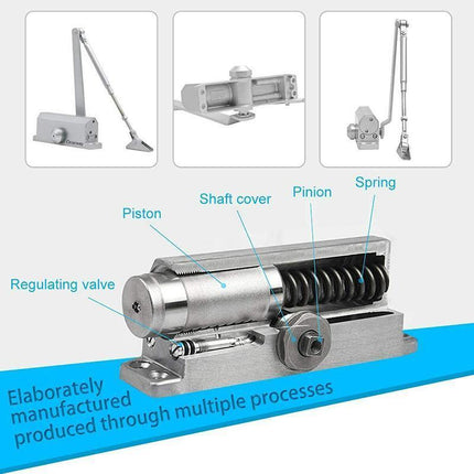Hydraulic Door Closer Automatic Adjustable Spring Auto Closing 45-65kg Aluminum - Aimall