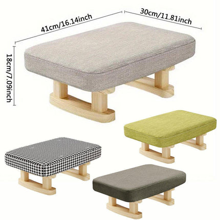 1PC Small Solid Wood Fabric Stool Creative Retro Footstool for Living Room Seat