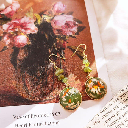 Natural Stone Earrings for Women Simple Vintage Dangle Drop Fashion Jewellery