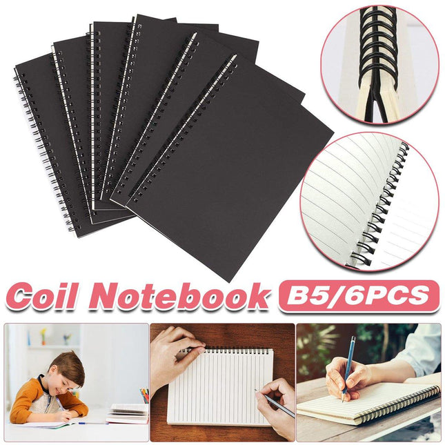 6pcs B5 Spiral Notebook Lined Notepad Stationery School Office Writing Journal