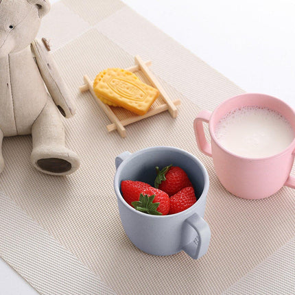 4PCS Bamboo Fiber Milk Drinking Cups with Handle Eco Friendly Small Grip Cups