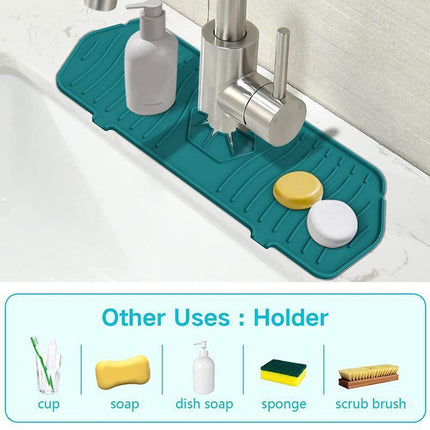 S Size Silicone Faucet Mat Kitchen Protector Faucet Absorbent Mat Sink Splash Guard - Aimall