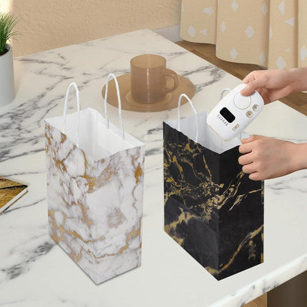 25PCS Marble Series Shopping Paper Bag Luxury Handbag Party Favor Gift Bags Set