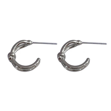 Knotted C-Shaped Double Layer Metal Earrings Alloy Fashion Jewelry for Women - Aimall
