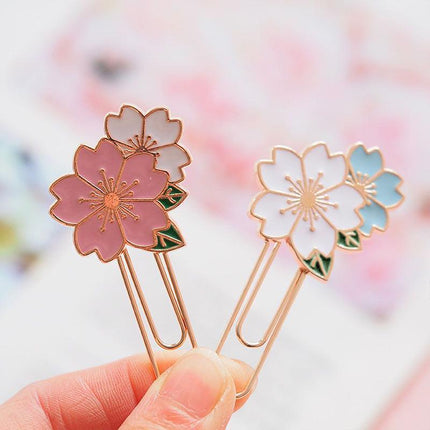 Bookmark Sakura Flowers Metal Bookmark Cherry Blossom Kids Paper Clip - Aimall