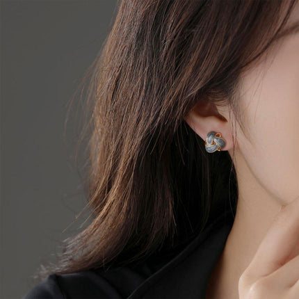 Retro Geometric Blue Drip Dangle Earrings Women Girls Vintage Boho Fashion