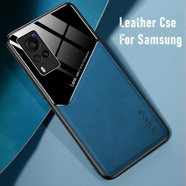 For Samsung Galaxy S21 S22 S20 Note 20 Ultra Plus S20 FE Leather Case Blue - Aimall