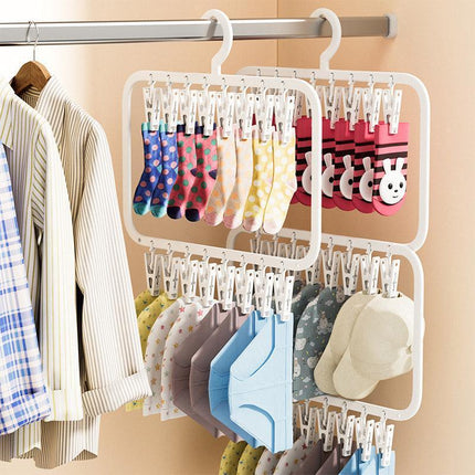Clothes Rack Plastic Household Drying Hangers Non-Slip Storage Clip Organiser