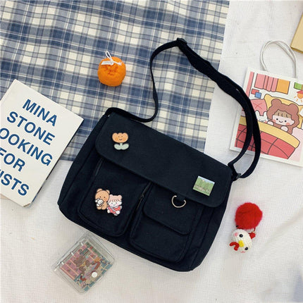 Cute Girl Crossbody Canvas Bag Womens Shoulder Bag Messenger Handbag Casual Tote