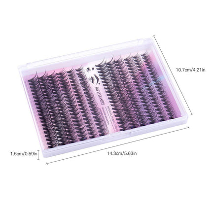 DIY Sectional False Eyelashes Kit 12 Rows with Glue and Tweezers Large Capacity