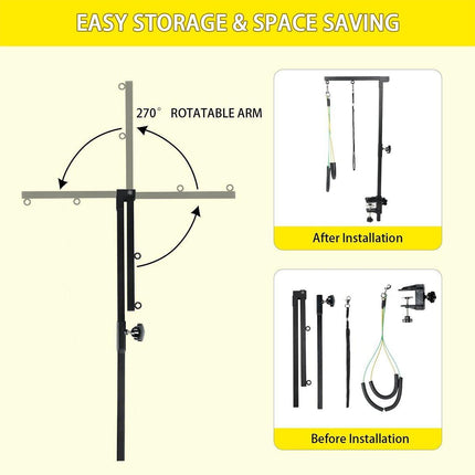 Adjustable Pet Grooming Arm with Clamp for Dog Cat Bath Table Bracket Clamp - Aimall