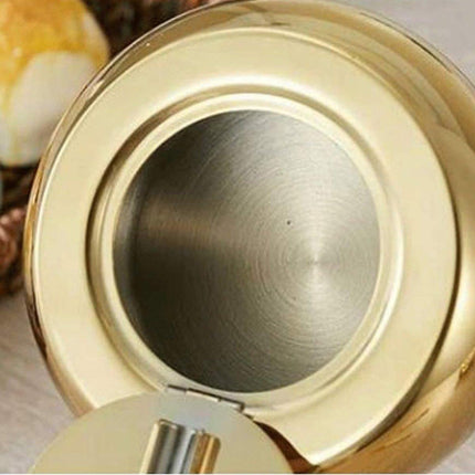 Stainless Steel Ashtray with Cover Smokeless Drum Design Windproof Ash Tray