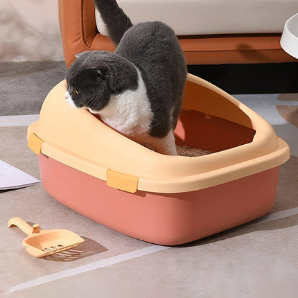 Large Cat Litter Box Semi Enclosed Anti Splash Durable Plastic Open Circulation
