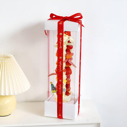 10PCs Strawberry Tower Transparent Box Spring Festival Dessert Baking Pack - Aimall