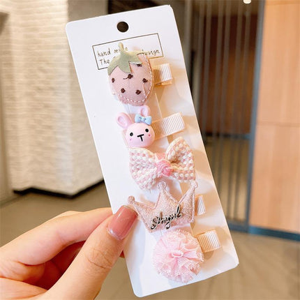 5PCS Girls Bowknot Snap Hair Clips Headband Cute Hair Accessories Set