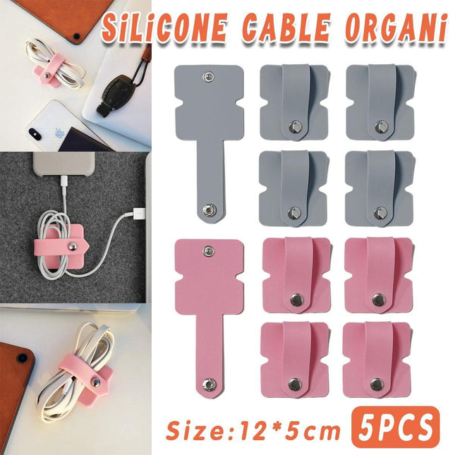 5pcs Charging Cable Earphone Winder Data Cable Organizer Clip Holder for Home