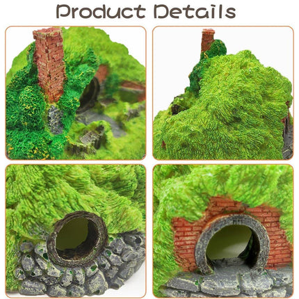 Resin Grass House Aquarium Ornament Natural Fish Tank Decoration Hideaway