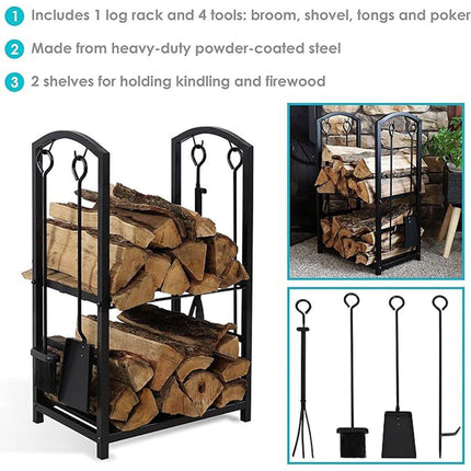 Firewood Storage Rack Heavy Duty Wood Stacking Holder for Camping Fireplace
