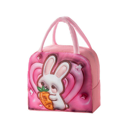 Cute 3D Cartoon Insulated Lunch Bag Oxford Fabric Bento Tote for School Use