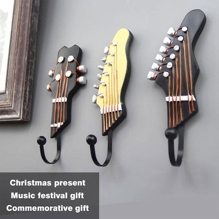 3pcs Guitar Theme Decorative Hooks Wall Mounted Hooks for Home and Office Use