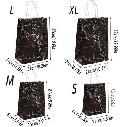 25PCS Marble Series Shopping Paper Bag Luxury Handbag Party Favor Gift Bags Set
