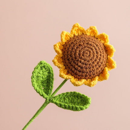 8PCS Handmade Smiley Sunflower Wool Flower Simulation Flowers Gift for Teachers