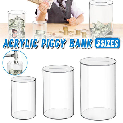 Acrylic Transparent Piggy Bank Savings Box Unbreakable Money Coin Storage Bank