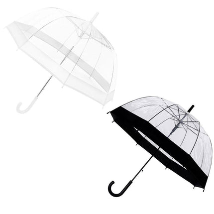 Clear Dome Umbrella Wedding Party Transparent Parasol Handle Waterproof Rain