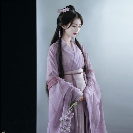 Chinese Traditional Hanfu Costume Woman Ancient Oriental Purple Dress Elegance - Aimall