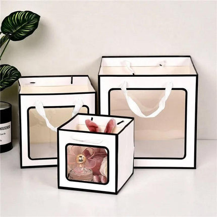 20PCS Open Window for Flower Doll Wedding Gift Transparent Square Packaging Bag