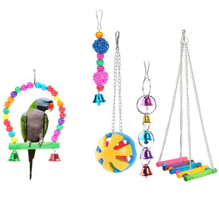 5PCS Parrot Hanging Swing Bird Toy Harness Cage Ladder Parakeet Cockatiel Budgie - Aimall