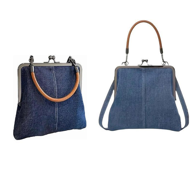 Small Handbag Women Tote Bag Cowboy Splicing Crossbody Shoulder Satchel Bag