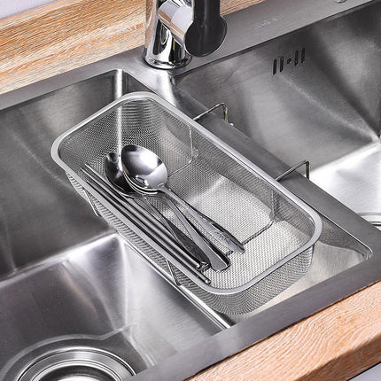 Stainless Steel Sink Drainer Basket Rack for Kitchen Dish Drying and Storage