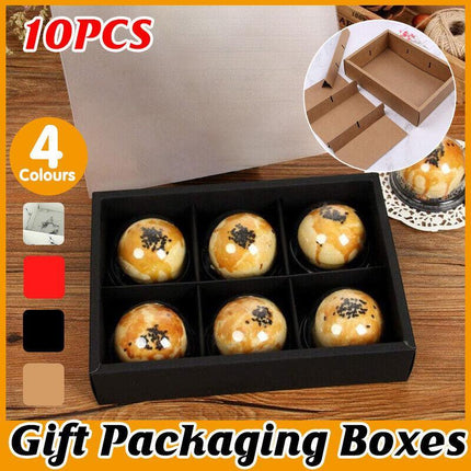 10PCS Cake Box with Transparent Lids Gift Packaging Boxes for Moon Cakes Cookie - Aimall