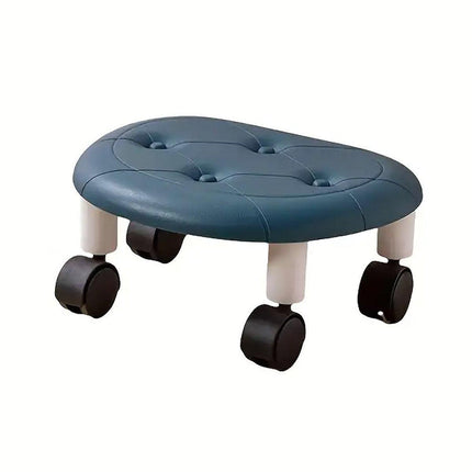 Imitation Leather Low Stool with Wheels Modern Bedroom Living Room Plastic Bench