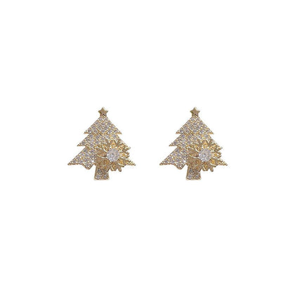 Christmas Tree Stud Earrings Women Festive Holiday Jewelry Gift Accessories