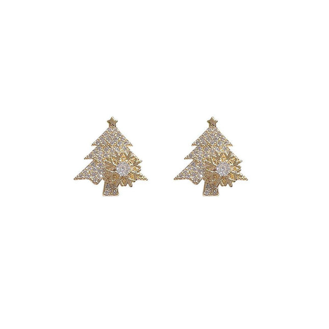 Christmas Tree Stud Earrings Women Festive Holiday Jewelry Gift Accessories