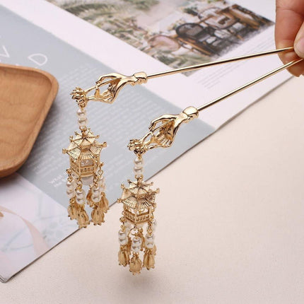 Flower Lantern Fringe Hairpin Hanfu Hair Accessories Vintage Chinese Hair Stick