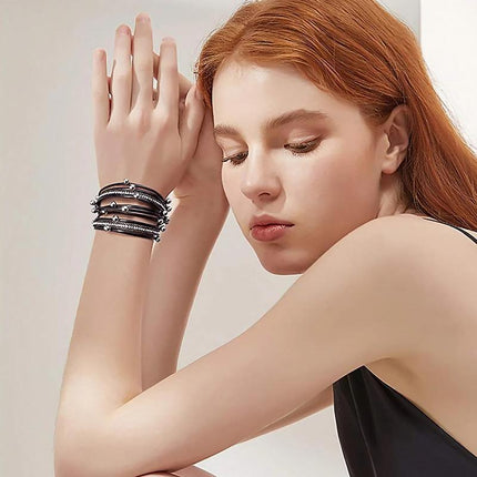 Fashion Multilayer Leather Bracelet Men Women Wristband Bangle Creative Jewelry - Aimall