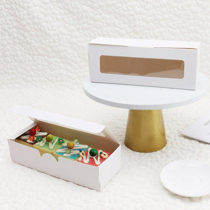 50PCS Kraft Paper Macaron Box Transparent Window Cookie Candy Packaging