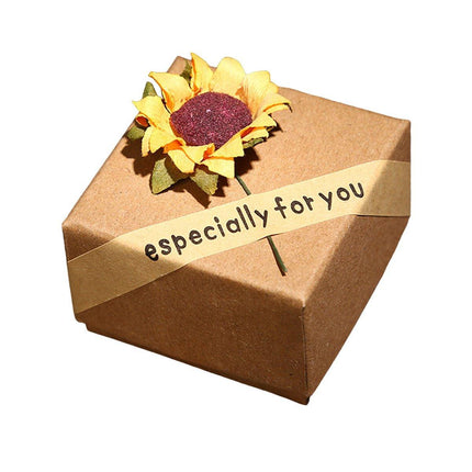 50pcs Kraft Paper Sunflower Applique Jewelry Gift Box Packaging Craft Supplies