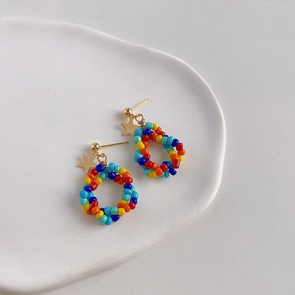 Chinese Style Colourful Beaded Earrings Fashion Accessories for Women Girls