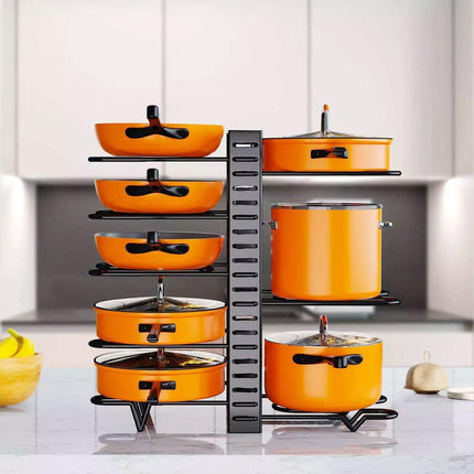 Adjustable Multi Layer Pot Lid Rack Vertical Storage Organizer Countertop Holder